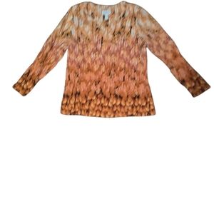 Stylish Orange and Brown Long Sleeve Top | M